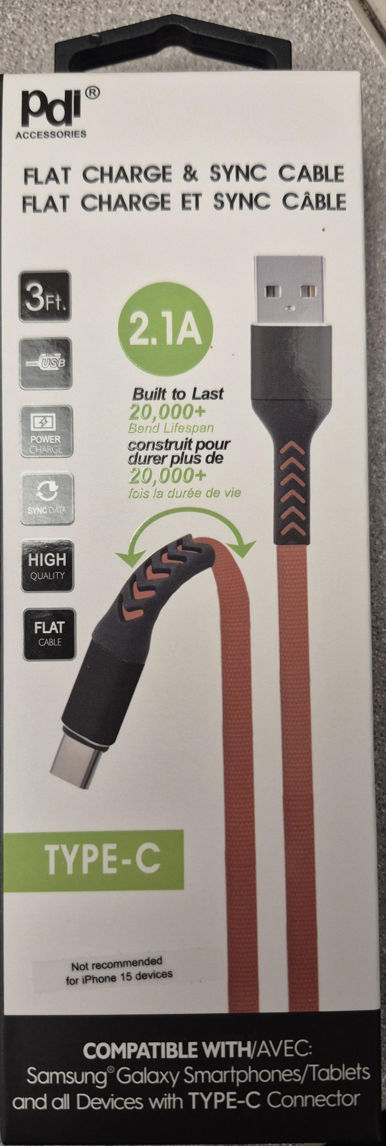 3Ft - Bendable USB Type C Charge & Sync Cable