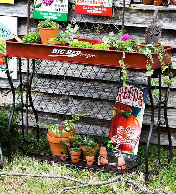 Big Red Wagon Potting Table