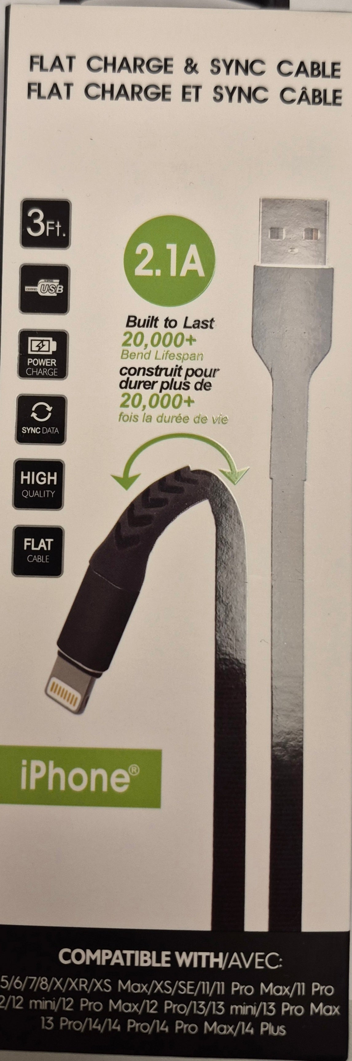 3Ft - Bendable Cables For iPhones 14/13/12