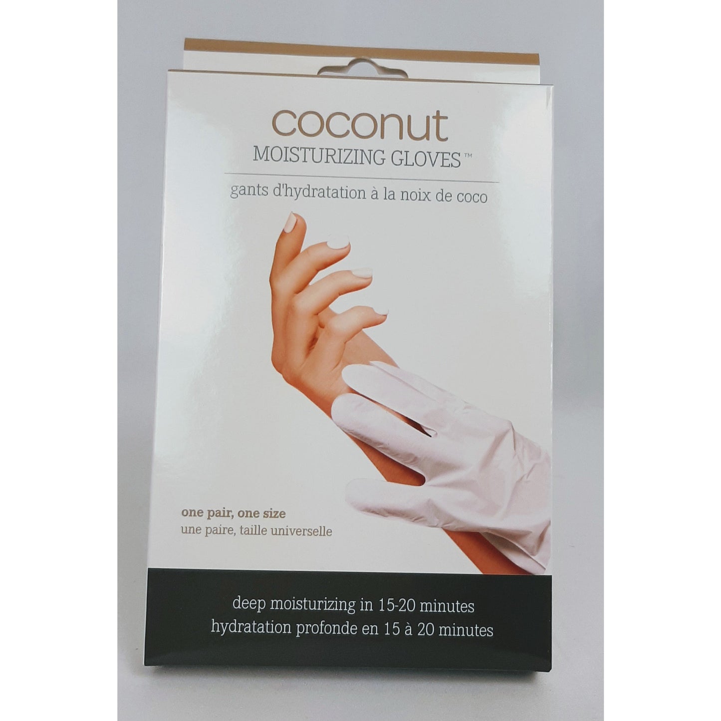 One pair one sdize coconut moisturizing gloves leave your hands soft and supple in 15 to 20 minutes.