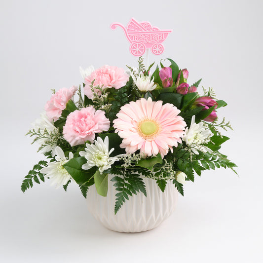 Pink Floral Arrangement(Optional- Baby Girl)