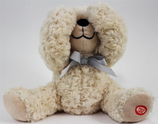 Peek-a-boo giggling teddy bear.  2AA batteries included  9 inches high.