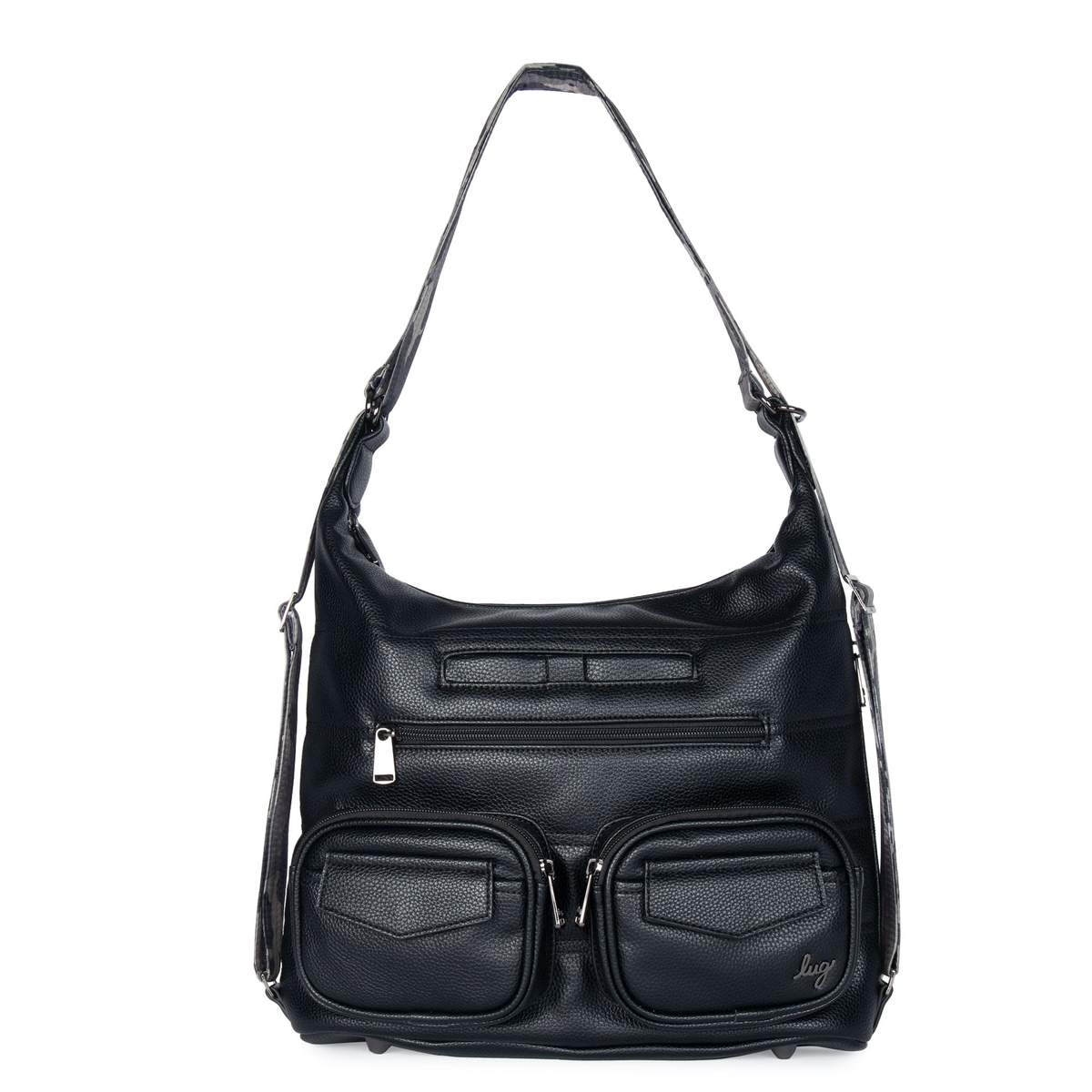 Zipliner VL Convertible Hobo authentic Bag in BLACK/BLACK