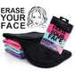 The Erase Your Face cleansing cloth: a make-up remover like no other! This cloth has the ability to remove all types of cosmetics, including waterproof mascara without the use of harmful chemicals or synthetic make-up removers. Just add water! Three pack includes one each pink, blue and purple.