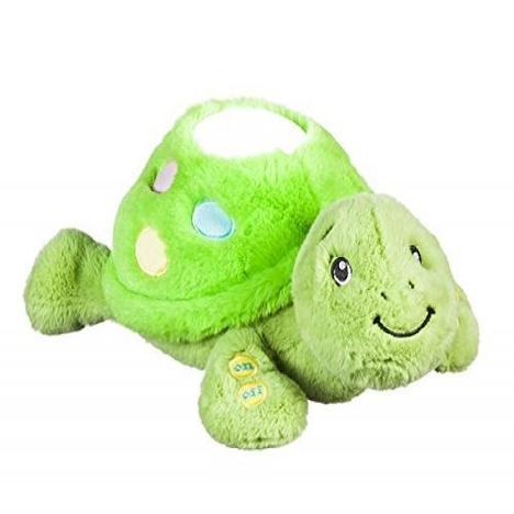 Light up Musical Turtle  Turtle lights up when music is played! features timer to play music for 15, 30, or 60 minutes Songs include Hush Little Baby, Braham's lullaby, Twinkle, Twinkle little Star, and Rock a Bye Baby 12" long x 6.5" wide Uses 3 AAA alkaline batteries (included)
